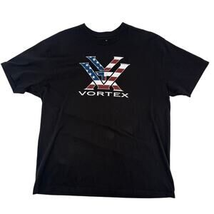 Vortex red white blue American flag black T-Shirt men's XL